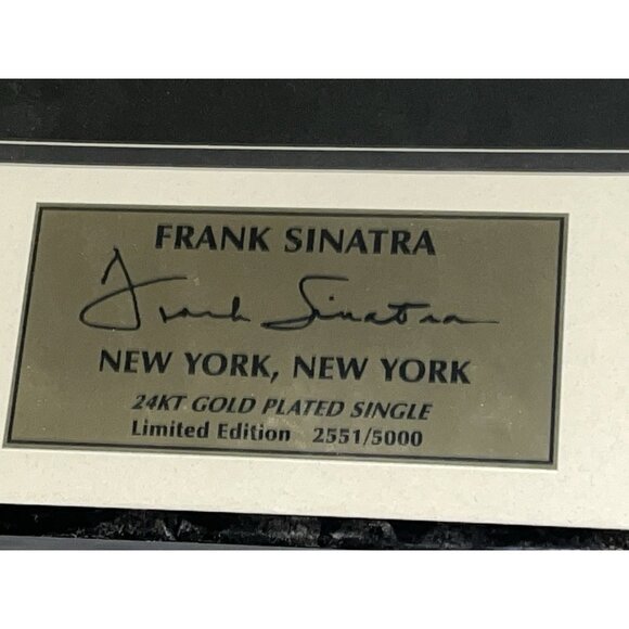 Rare Frank Sinatra "New York" 24KT Gold Plated 45 Single Record Framed Signed - Picture 6 of 10